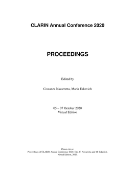 Proceedings of CLARIN Annual Conference 2020