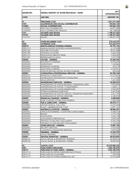 Federal Republic of Nigeria 2017 APPROPRIATION ACT