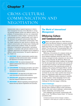 Cross-Cultural Communication and Negotiation