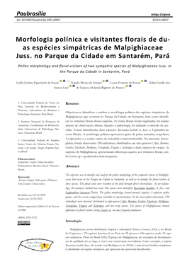 Morfologia Polínica E Visitantes Florais De Du- As Espécies Simpátricas De Malpighiaceae Juss