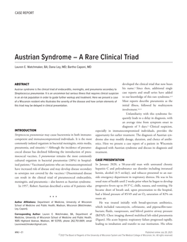 Austrian Syndrome – a Rare Clinical Triad