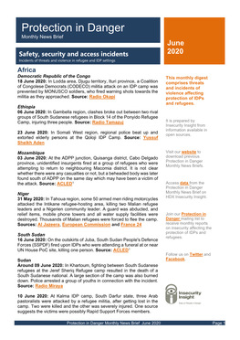 Protection in Danger Monthly News Brief