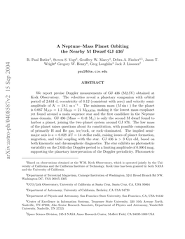 A Neptune-Mass Planet Orbiting the Nearby M Dwarf GJ