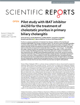 Pilot Study with IBAT Inhibitor A4250 for the Treatment of Cholestatic