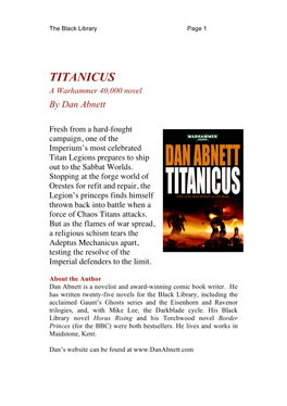 TITANICUS a Warhammer 40,000 Novel by Dan Abnett