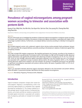 Prevalence of Vaginal Microorganisms Among Pregnant Women According