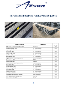 1 References Projects for Expansion Joints