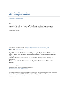 Kirk W. Dall V. State of Utah : Brief of Petitioner Utah Court of Appeals