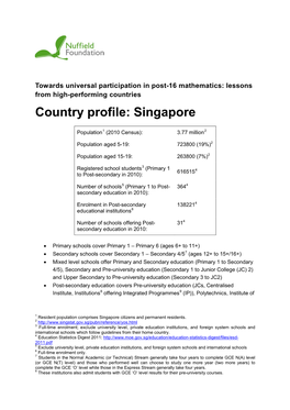 Nuffield Foundation – Country Profile Singapore