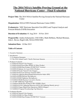 Hazardous Weather Testbed – Final Evaluation