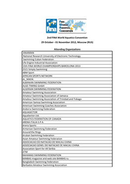 2012 FWAC Organisations