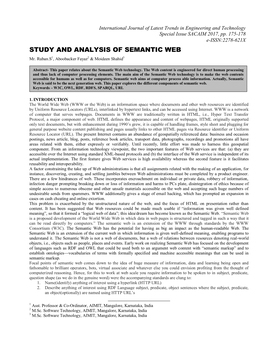 Study and Analysis of Semantic Web