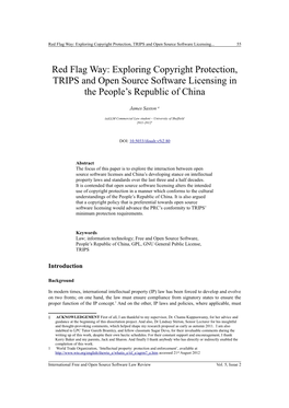 Red Flag Way: Exploring Copyright Protection, TRIPS and Open Source Software Licensing