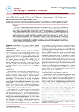 Use of Bioinformatics Tools in Different Spheres of Life Sciences