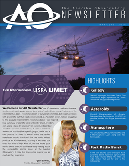 AO Newsletter, Our AO Newsletter Celebrates the New, Asteroids Fundamental, Cutting-Edge Science Done at the Arecibo Observatory