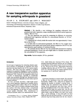 A New Inexpensive Suction Apparatus for Sampling Arthropods in Grassland