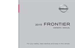 2015 Nissan Frontier | Owner's Manual