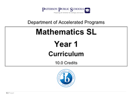 Mathematics SL Year 1 Curriculum 10.0 Credits