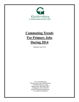 Commuting Trends for Primary Jobs During 2014