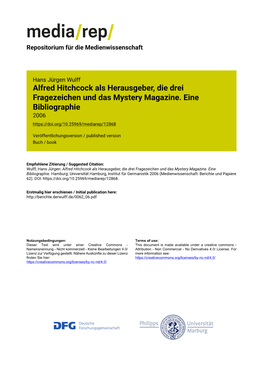 Alfred Hitchcock Als Herausgeber, Die Drei Fragezeichen Und Das Mystery Magazine