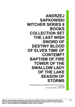 Andrzej Sapkowski Witcher Series 8 Books Collection Set the Last Wish