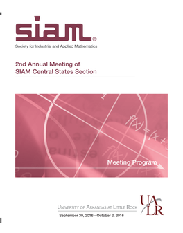 2Nd Annual Meeting of SIAM Central States Section Meeting Program