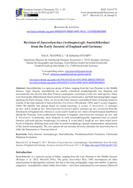 Revision of Saurorhynchus (Actinopterygii: Saurichthyidae) from the Early Jurassic of England and Germany