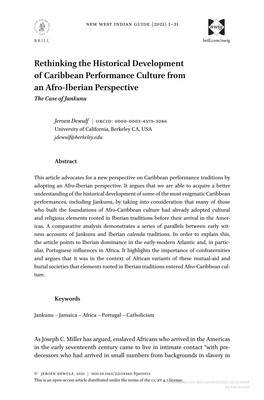 Rethinking the Historical Development of Caribbean Performance Culture from an Afro-Iberian Perspective the Case of Jankunu