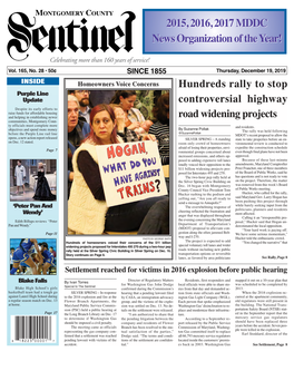 THE MONTGOMERY COUNTY SENTINEL DECEMBER 19, 2019 EFLECTIONS R the Montgomery County Sentinel, Published Weekly by Berlyn Inc