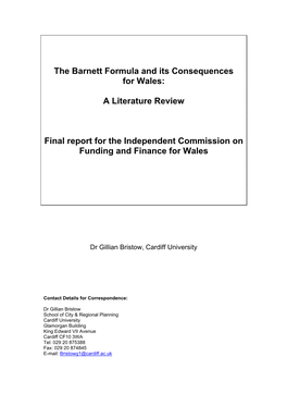 The Barnett Formula and Its Consequences for Wales