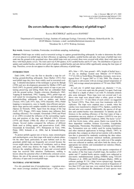 Do Covers Influence the Capture Efficiency of Pitfall Traps?