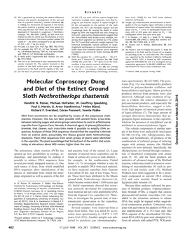 Molecular Coproscopy: Dung and Diet of the Extinct Ground Sloth Nothrotheriops Shastensis Hendrik N