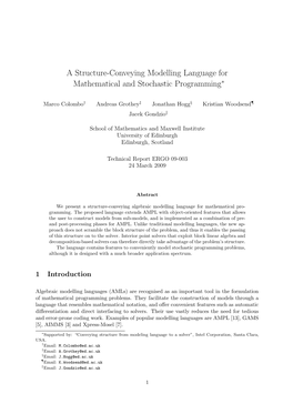 A Structure-Conveying Modelling Language for Mathematical and Stochastic Programming∗
