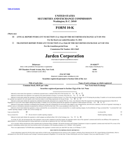 Jarden Corporation (Exact Name of Registrant As Specified in Its Charter)