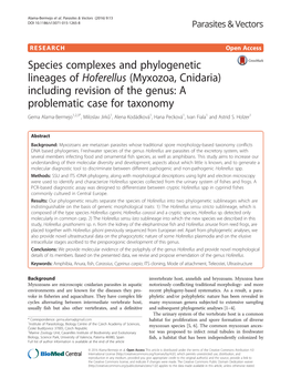 Species Complexes and Phylogenetic Lineages of Hoferellus