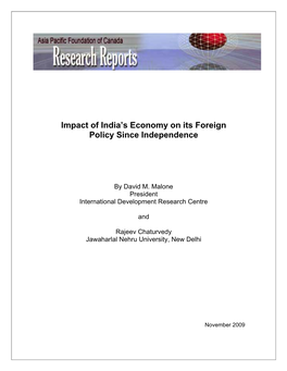 Impact of India's Economy on Its Foreign Policy