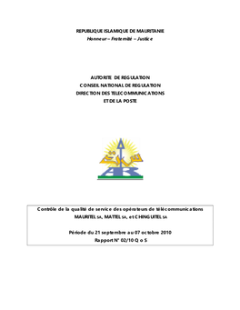 REPUBLIQUE ISLAMIQUE DE MAURITANIE Honneur – Fraternité – Justice