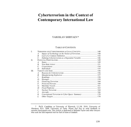 Cyberterrorism in the Context of Contemporary International Law