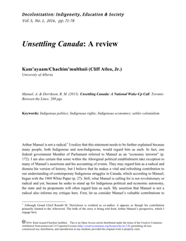 Unsettling Canada: a Review