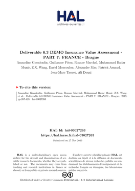 Deliverable 6.3 DEMO Insurance Value Assessment - PART 7: FRANCE - Brague Amandine Gnonlonfin, Guillaume Piton, Roxane Marchal, Muhammad Badar Munir, Z.X