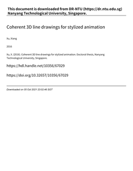 Coherent 3D Line Drawings for Stylized Animation