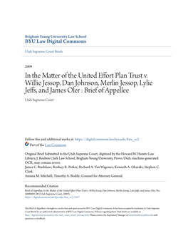 In the Matter of the United Effort Plan Trust V. Willie Jessop, Dan Johnson, Merlin Jessop, Lylie Jeffs, and James Oler : Brief of Appellee Utah Supreme Court