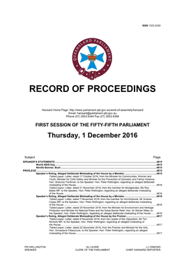 Record of Proceedings