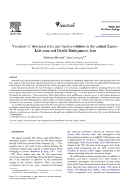 Variation of Structural Style and Basin Evolution in the Central Zagros (Izeh Zone and Dezful Embayment), Iran