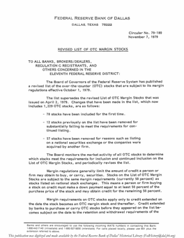 Revised List of OTC Margin Stocks, Circular No. 79-180