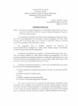 No. I2040/40/20 16-FTC/IR Government of India Ministry of Personnel, Public Grievances and Pensions Department of Personnel and Training [Training Division]