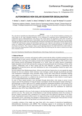 Autonomous Solar HDH Seawater Desalination