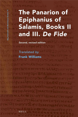 The Panarion of Epiphanius of Salamis Books II and III. De Fide Nag Hammadi and Manichaean Studies