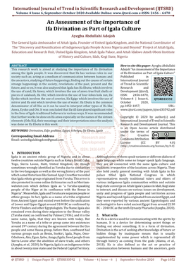 Z186 an Assessment of the Importance of Ifa Divination As Part