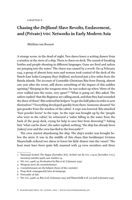 Slave Revolts, Enslavement, and (Private) Voc Networks in Early Modern Asia